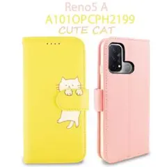 処分 Reno5 A ケース reno5A ケース 手帳型 猫 ねこ かわいいのサムネイル