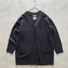 relume ウール混 ロングカーディガン 黒 F ゆったり 羽織 体型カバー