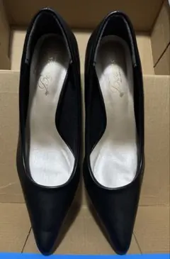 【美品】パンプス フォーマル 23.5cm 黒 ブラック 就活 ヒール
