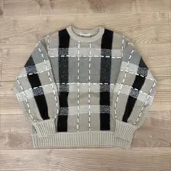 KBF チェック柄セーター