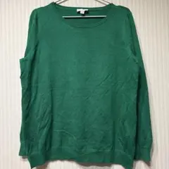 長袖トップス【Ｌ】グリーンニット おしゃれ服 ヴィンテージ 古着 セーター