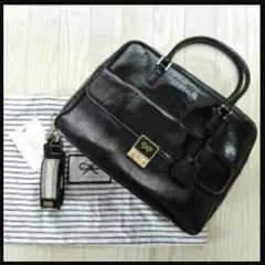 美品【アニヤハインドマーチ】カーカー バッグ パテント ブラック