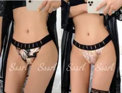 【Mサイズ/2色/黒xピンク】レディースショーツ 貝殻模様/花柄レース Pink