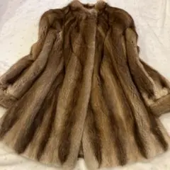 【美品】ミンクファーコート ライトブラウン系 ミドル丈 高級毛皮