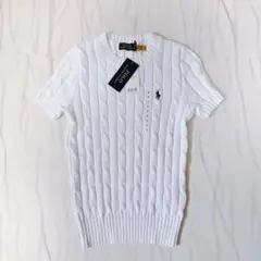 《タグ付き未使用品》ポロラルフローレン ケーブルニット 半袖 ホワイト Sサイズ