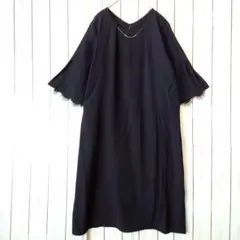 新品タグ付 ネイビー フォーマルワンピ セレモニー 保護者会 学校行事 ゆったり