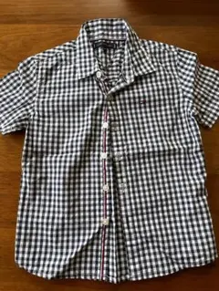トミーヒルフィガー　半袖シャツ（ネイビー／白チェック）
