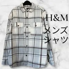 H&M メンズ チェック柄長袖シャツ