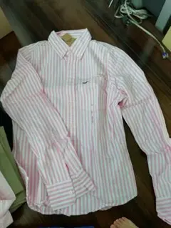 新品未使用☆HOLLISTER　長袖シャツ　ピンクストライプ　メンズ