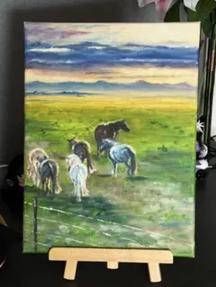 Visal カンボジア女性作家 サイン入り絵画｜象と夕陽 現地で本人から直接購入 Visal カンボジア女性作家 サイン入り絵画｜象と夕陽 現地で本人から