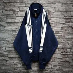 美品90ｓ☆デサントアディダスジャージ バイカラー ラベルロゴ 3ライン 大きめ