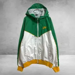 NIKE ナイキ 刺繍ロゴ スウッシュ ナイロンジャケット L 緑 白 黄