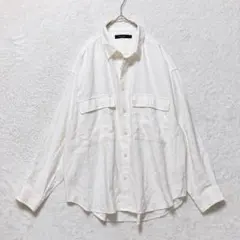 レイジブルー 長袖シャツ 胸ポケット L アイボリー カジュアル 羽織り 洗えるのサムネイル