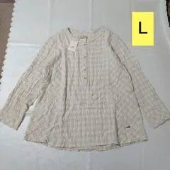 CROCODILE クロコダイル 長袖チュニック チェック L ベージュ