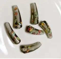 ハンドメイド ガラスビーズ 6個セット とんぼ玉