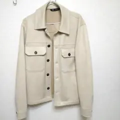 ZARA ベージュ ボタン付きシャツジャケット