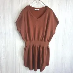 【美品】　イング チュニック ニット フレンチスリーブ レンガ色 Mサイズのサムネイル