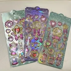 ジュエリークラウン　クリスタル　シャカシャカシール 魔法　ステッキ　宝石　3枚