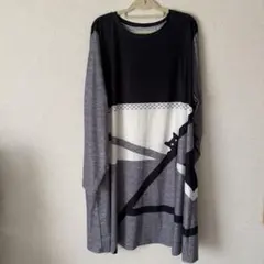 猫柄 長袖チュニック モノトーン　大きいサイズ　5XL