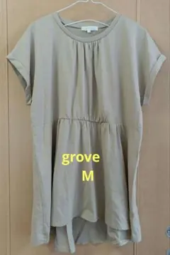 ❁体型カバー grove 布帛切替異素材チュニック　Tシャツ Мのサムネイル