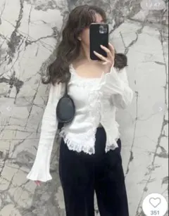 Sustainableフリルニットプルオーバー