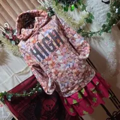 美品人気ヒステリックグラマーヒスガールハートマシュマロ総柄裏起毛パーカー