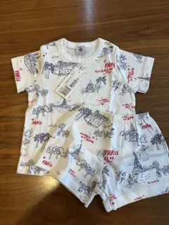 新品　プチバトー　パジャマ　半袖　パリ柄　3ans95cm
