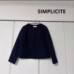 simplicite Mサイズ ネイビー　ノーカラージャケット　秋春のサムネイル