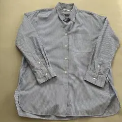 UNIQLO 青と白のストライプ 長袖シャツ L ユニクロ