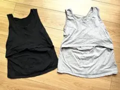 黒 グレー 授乳　タンクトップ 2枚セット