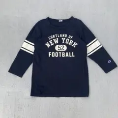 チャンピオン　七分袖　tシャツ フットボール　ダメージ　ブラック　古着