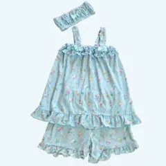 キッズ パジャマ セットアップ ライトブルー ルームウェア 130のサムネイル