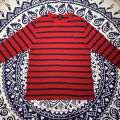 Ralph Lauren ボーダー ロンT レッド×ダークネイビー