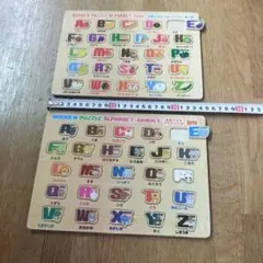 木製パズル アルファベット 食べ物 動物 2枚セットのサムネイル