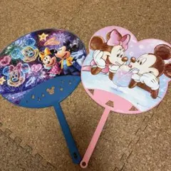 ミッキー・ミニー 花火デザイン うちわ 約30cm - メルカリ