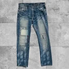 訳あり glamb アンプラグドデニムパンツ 赤耳 パッチワーク M Y2K 
