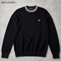 フレッドペリー コットンクルーネックニット M 紺のサムネイル
