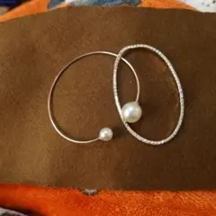 シルバー パールブレスレット 2つのパール付き