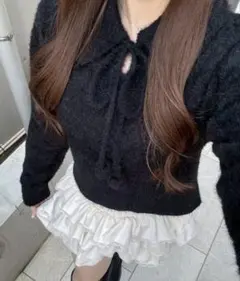 NICE CLAUP フェザーポロニット ブラックのサムネイル