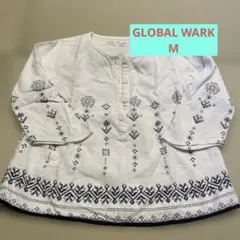 GLOBAL WORK 刺繍入り長袖シャツ M
