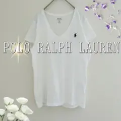 POLO RALPH LAUREN VネックコットンロゴTシャツ（M）白