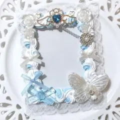 トレカケース ホイップデコ 推し活 白 水色 ブルー 青 フリル No.192