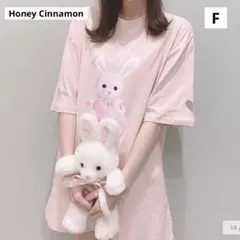 Honey Cinnamon バックレースアップハニーTシャツ ピンク リボンのサムネイル