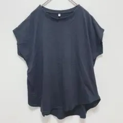 クルーネック Tシャツ【M】ラウンドヘム テールカット 綿100% シンプル 黒