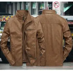 ブラウン レザー シングルライダースジャケット