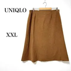ユニクロ　ブラッシュドジャージーフレアロングスカート　XXL ブラウン