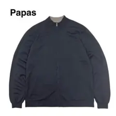 イタリア製 Papas ジップアップ ウール ニット 羊毛 ブラック 50