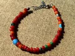 アンティークホワイトハーツ2wayビーズブレスレットアンクレットシルバー925