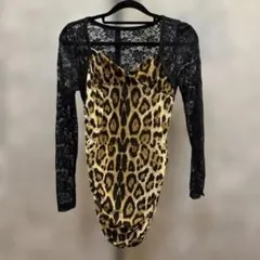 レースヒョウ柄ミニワンピース