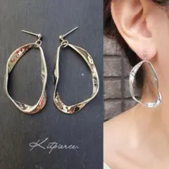 No.155 不規則シルバーリングピアス イヤリング